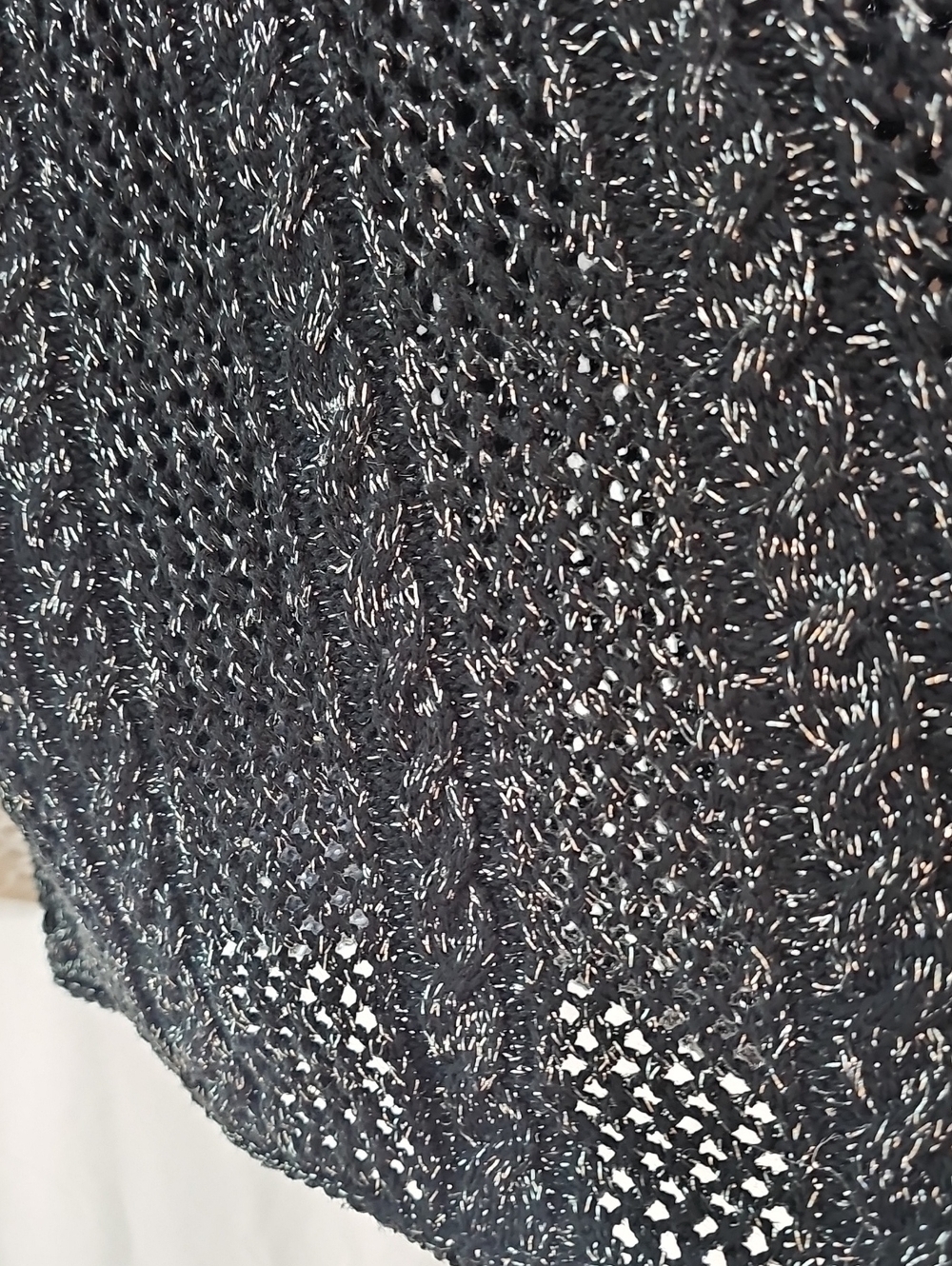 Herald House  Black Open-Knit V-Neck Sweater with Silver Threading - Picture 4 of 6